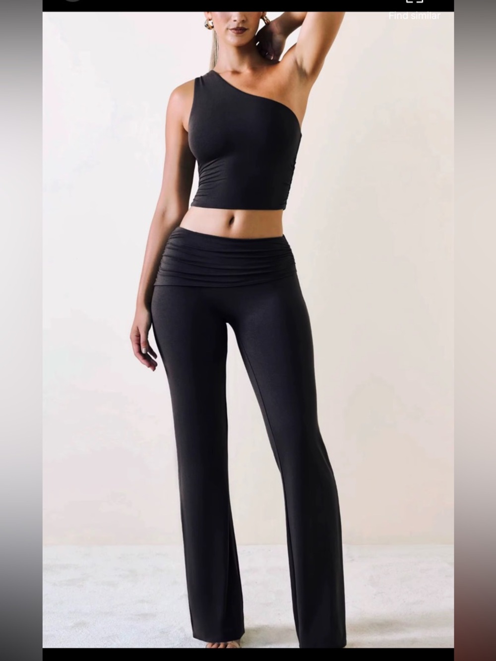 High-Waist Black Flared Yoga Pants and Top